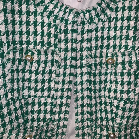 Green and White Houndstooth Jacket - Picture 2 of 5